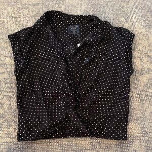 Abercrombie & Fitch Black and White Polka Dot Button Down